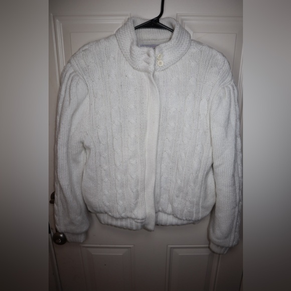 VINTAGE 80s Chill Chasers Cable Knit Zip Up Cardigan Sweater Size MEDIUM - Picture 1 of 4